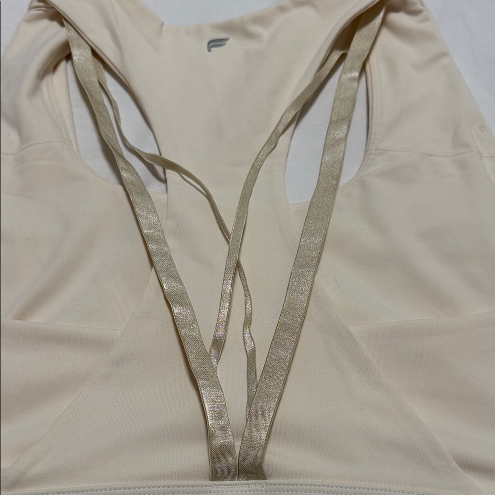 Fabletics Soft Racerback Sports Bra - Cream - Picture 3 of 3